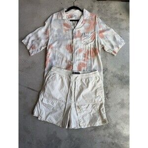 Zara Men’s Resort Outfit Bundle Size M Floral Shirt Ivory Cargo Shorts